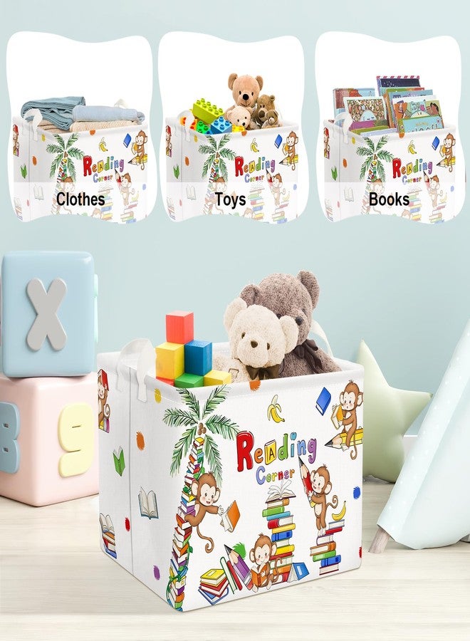 سلة كتب Clastyle Reading Corner School Classroom سعة 36 لترًا، سلة رفوف على شكل شجرة كتب كبيرة على شكل قرد لغرفة الأطفال، سلة تخزين ملابس ومناشف وألعاب قابلة للطي مستطيلة الشكل قابلة للطي - Image 5